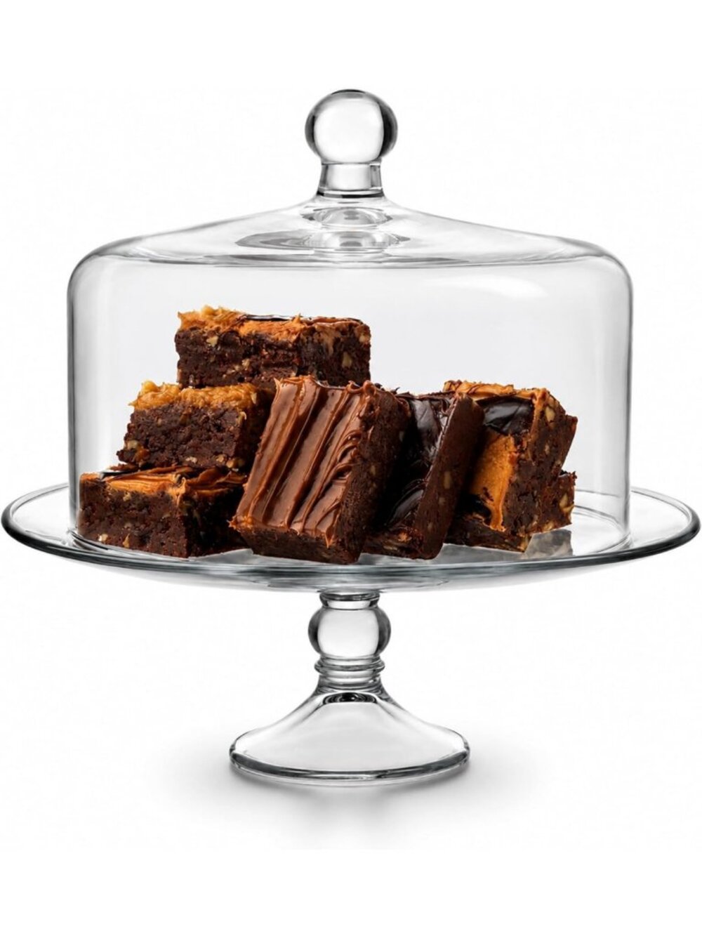 Elegant Glass Cake Stand with Dome Lid | Footed Dessert Serving Dish